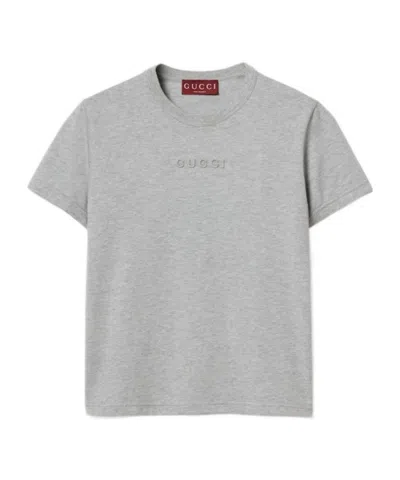 GUCCI COTTON JERSEY EMBOSSED T-SHIRT