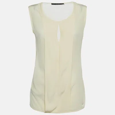 GUCCI CREAM CREPE AND KNIT SLEEVELESS TOP M