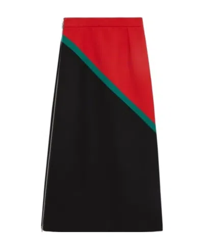 GUCCI GUCCI COLOR BLOCKED A-LINE MIDI SKIRT