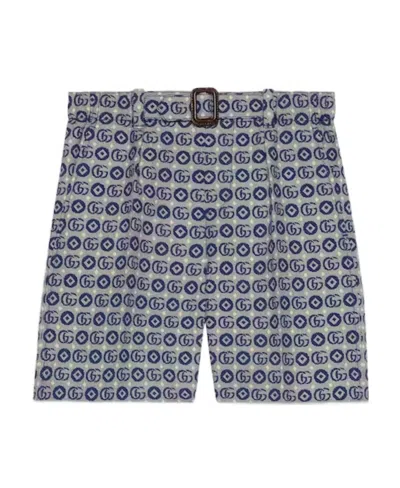 GUCCI GUCCI KIDS ALL-OVER PATTERNED BELTED SHORTS