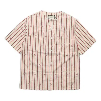 GUCCI Gucci Double G Stripe Bowling Shirt 'White Red'