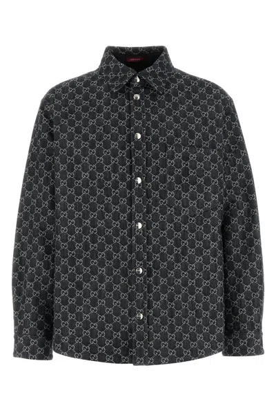 GUCCI EMBRODIERED DENIM REVERSIBLE SHIRT