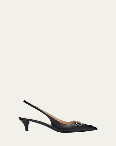 GUCCI ERIN LEATHER HORSEBIT SLINGBACK PUMPS