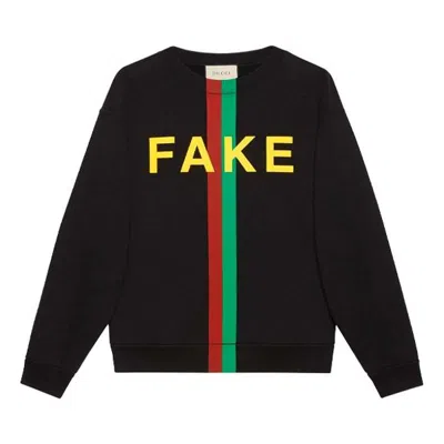 GUCCI Gucci 'Fake/Not' Print Cotton Jersey Sweatshirt 'Black'
