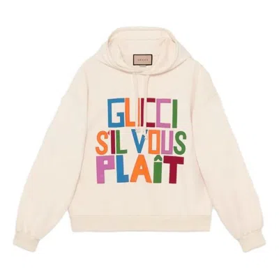 GUCCI Gucci Felted cotton Hooded sweatshirt with patch 'Ivory'