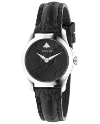 GUCCI GUCCI G-TIMELESS QUARTZ BLACK DIAL LEATHER STRAP MEN'S WATCH YA126579A