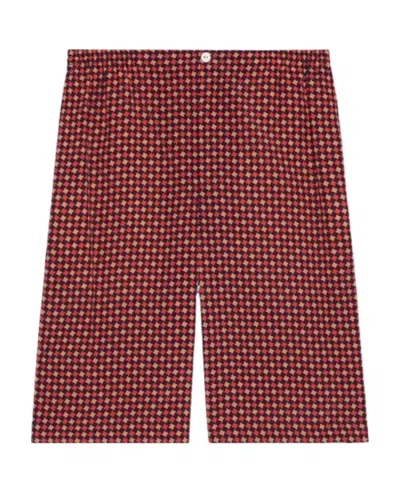 GUCCI GUCCI MID RISE HOUNDSTOOTH PRINTED TAILORED SHORTS