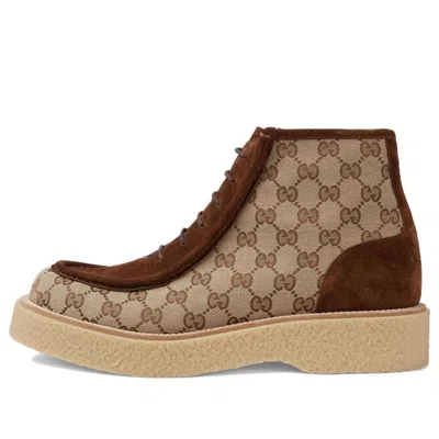 GUCCI Gucci GG Canvas Suede Lace-up ankle boot 'Brown'