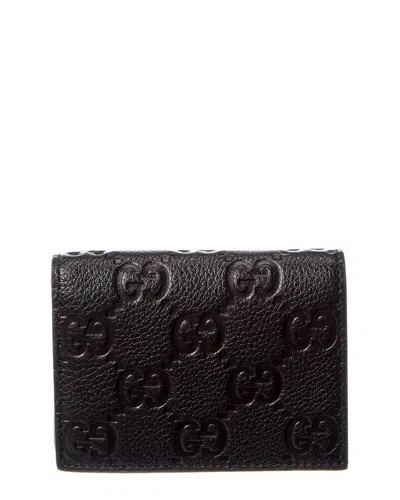 GUCCI GUCCI GG EMBLEM MINI LEATHER CARD CASE