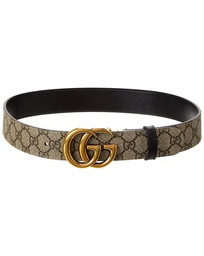 GUCCI GUCCI GG MARMONT REVERSIBLE GG SUPREME CANVAS & LEATHER BELT