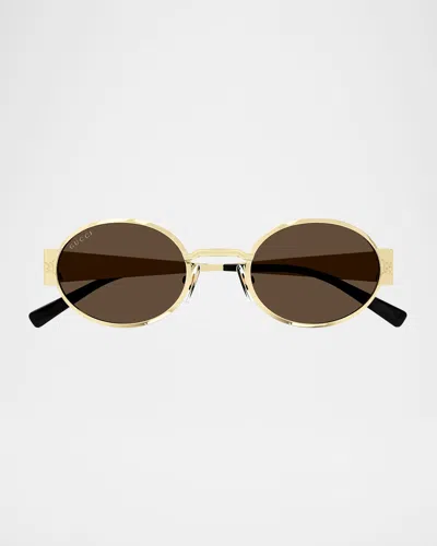 GUCCI GG MONOGRAM METAL OVAL SUNGLASSES