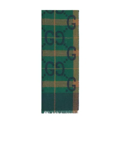 GUCCI GG-PATTERN WOOL SCARF