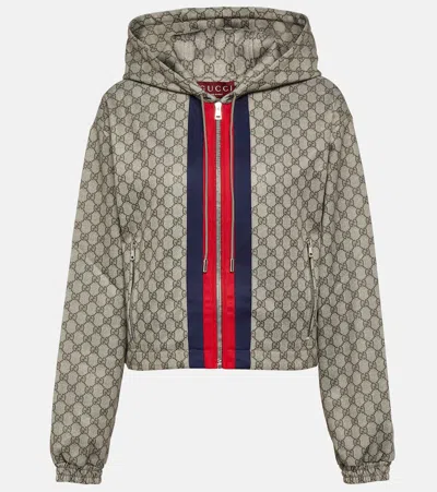 GUCCI GG WEB STRIPE JERSEY TECHNICAL JACKET