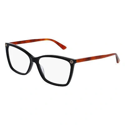 GUCCI GUCCI GG0025O-003 BLACK HAVANA EYEGLASSES
