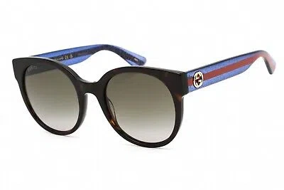 GUCCI GUCCI GG0035SN 004 SUNGLASSES HAVANA BLUE FRAME BROWN GRADIENT LENSES 54MM