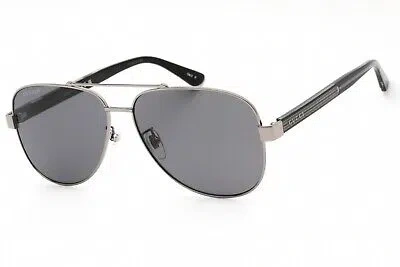 GUCCI GUCCI GG0528S 007 SUNGLASSES RUTHENIUM FRAME GREY LENSES 63MM