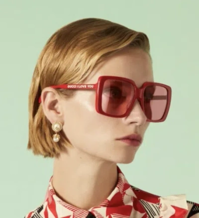 GUCCI GUCCI GG0567SAN-005 RED SUNGLASSES