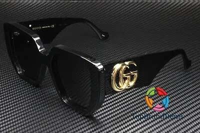 GUCCI GUCCI GG0956S 003 RECTANGULAR SQUARED BLACK SHINY GREY 54 MM WOMEN'S SUNGLASSES