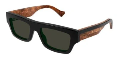 GUCCI GUCCI GG1301S 001 BLACK MARBLE GREY LENS RECTANGULAR SUNGLASSES AUTHENTIC