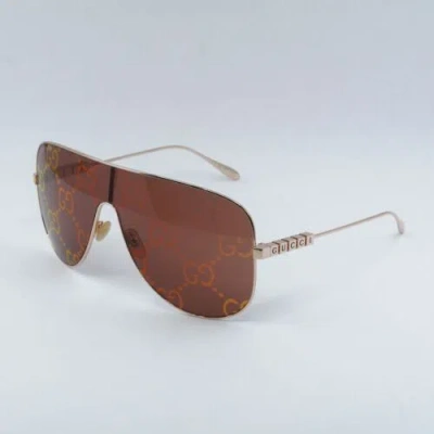 GUCCI GUCCI GG1436S 003 ROSE GOLD/LIGHT RED WITH GG PATTERN 99-1-135 SUNGLASSES