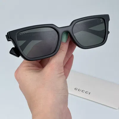 GUCCI GUCCI GG1539S 001 BLACK GREY UNISEX RECTANGLE SUNGLASSES GG 1539S