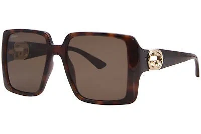 GUCCI GUCCI GG1692S 002 SUNGLASSES WOMEN'S HAVANA/GOLD/BROWN SQUARE SHAPE 54MM