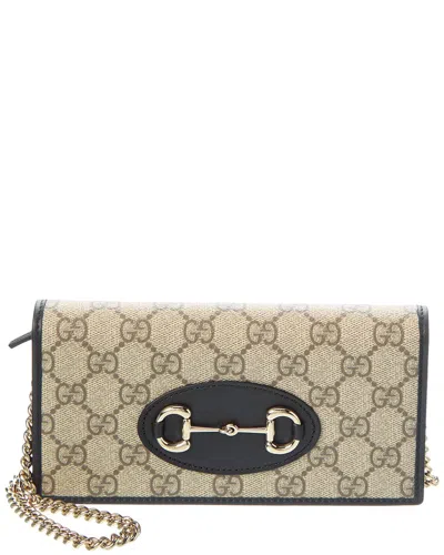 GUCCI GUCCI HORSEBIT 1955 GG SUPREME CANVAS & LEATHER WALLET ON CHAIN
