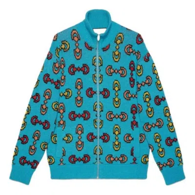 GUCCI Gucci Horsebit Jacquard Wool Bomber Jacket 'Blue'