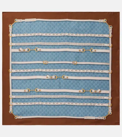 GUCCI HORSEBIT SILK TWILL SCARF