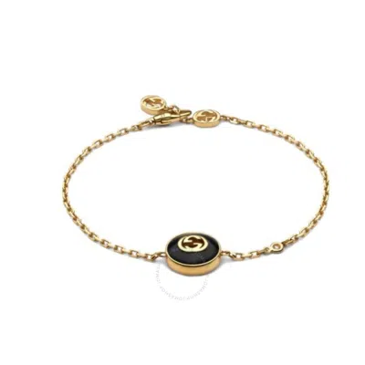 GUCCI GUCCI INTERLOCKING 18CT YELLOW GOLD BLACK ONYX BRACELET - YBA786556001