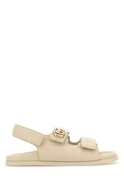 GUCCI WOMEN IVORY LEATHER SANDALS, 8.5 LUXURY SANDALS & FLOATERS FOR WOMEN DARVEYS