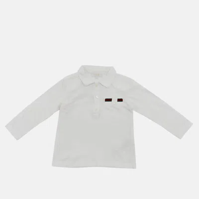 GUCCI KIDS WHITE JERSEY LONG SLEEVE T-SHIRT 9/12M