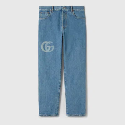 GUCCI GUCCI HOSE AUS DENIM MIT GELASERTEM DOPPEL G