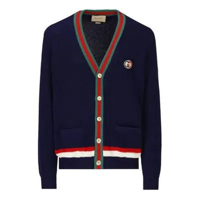 GUCCI Gucci Logo Embroidery Cardigan 'Blue'