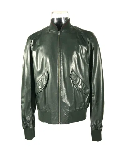 GUCCI LONG-SLEEVED ZIPPER LEATHER JACKET