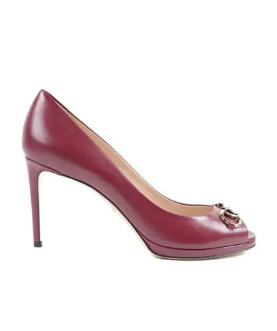 GUCCI LOGO OPEN-TOED HEELS