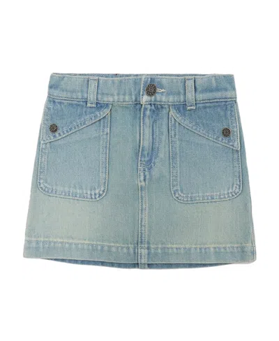GUCCI GUCCI KIDS LOGO PATCH DENIM SKIRT