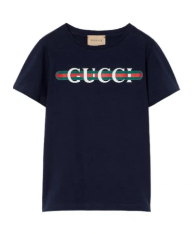 GUCCI GUCCI KIDS LOGO PRINTED CREWNECK T-SHIRT