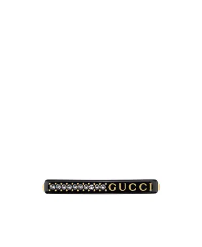 GUCCI LOGO-PRINT CRYSTAL-EMBELLISHED HAIR CLIP