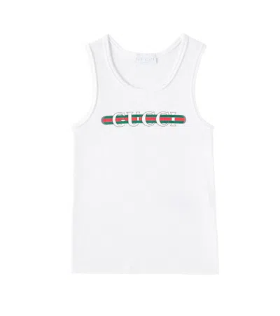 GUCCI LOGO PRINTED COTTON TANK TOP