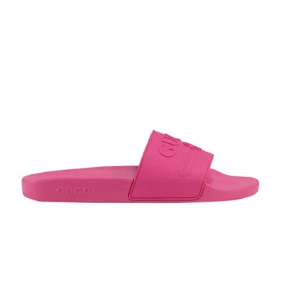 GUCCI GUCCI LOGO RUBBER SLIDE 'FUCHSIA'