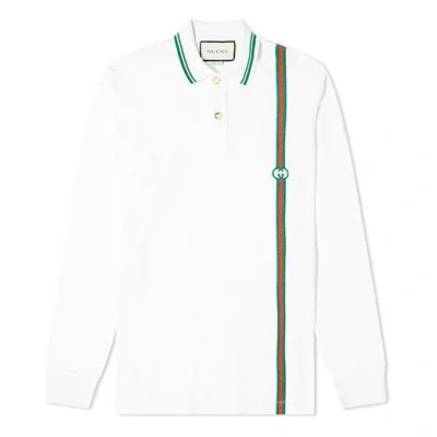 GUCCI Gucci Long Sleeve Stripe Jersey Polo 'White'