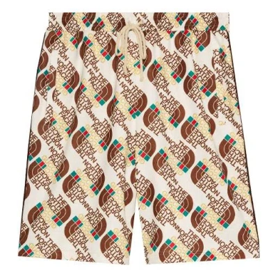 GUCCI Men's Gucci x THE NORTH FACE Crossover SS21 Webbing Printing Plain Weave Knit Shorts Ivory