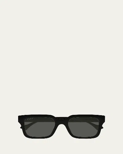 GUCCI MEN'S TRANSPARENT RECTANGLE SUNGLASSES