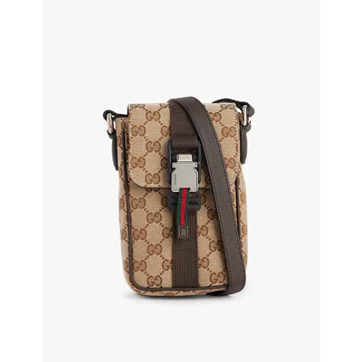 GUCCI MENS B.EB/COCOA GG MINI CANVAS MESSENGER BAG