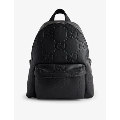 GUCCI MENS BLK/BLK/BLK/BLK/BLK JUMBO GG-MONOGRAM LEATHER BACKPACK