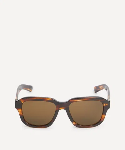 GUCCI GUCCI MENS RECTANGLE FLAMED HAVANA ACETATE SUNGLASSES