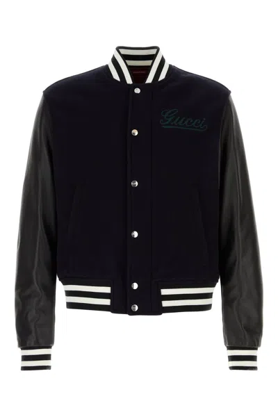 GUCCI MIDNIGHT BLUE WOOL BOMBER JACKET