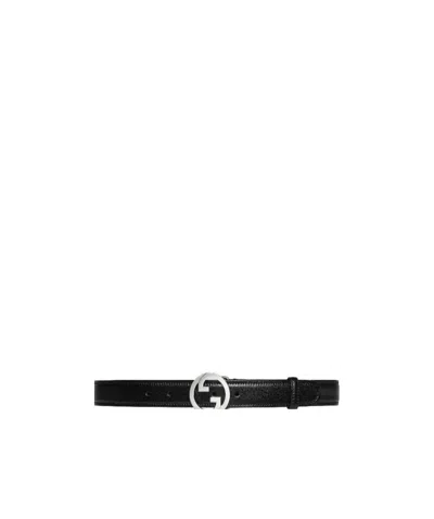GUCCI MONOGRAM PLAQUE LEATHER BELT