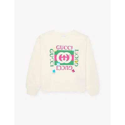 GUCCI BRANDED-PRINT COTTON-JERSEY SWEATSHIRT 4-12